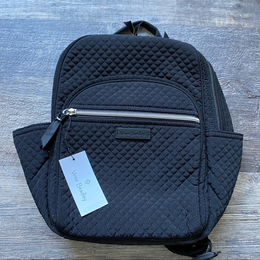 Vera Bradley Black Small Backpack in Microfiber
